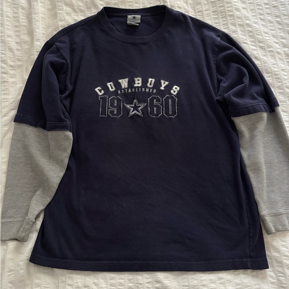 Vintage Cowboys Navy and Gray long sleeve Shirt